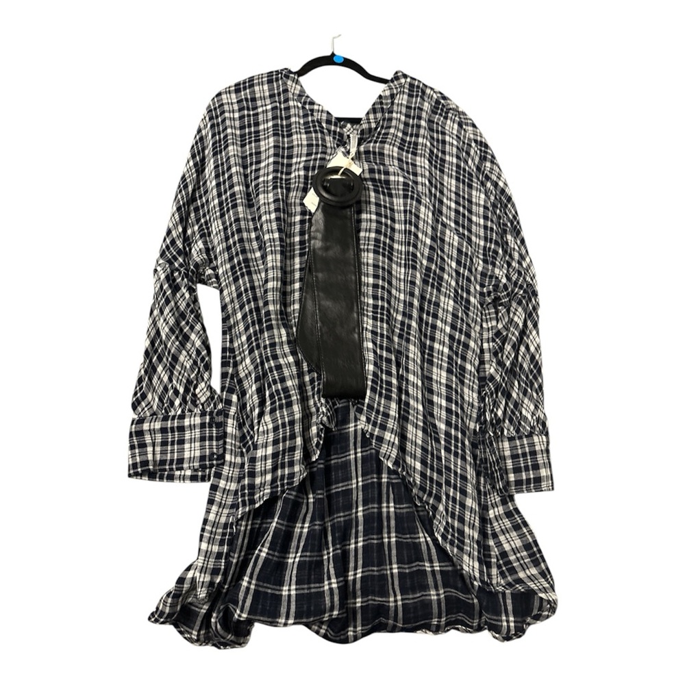 Plaid Button Down Shirt for Women nwt comes with belt